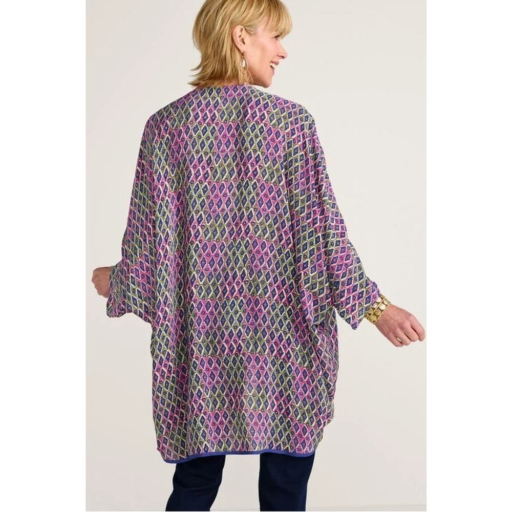 Soft Surroundings Alina Cocoon top silky boho Topper Multi Ikat S/M A007091 - Picture 2 of 8